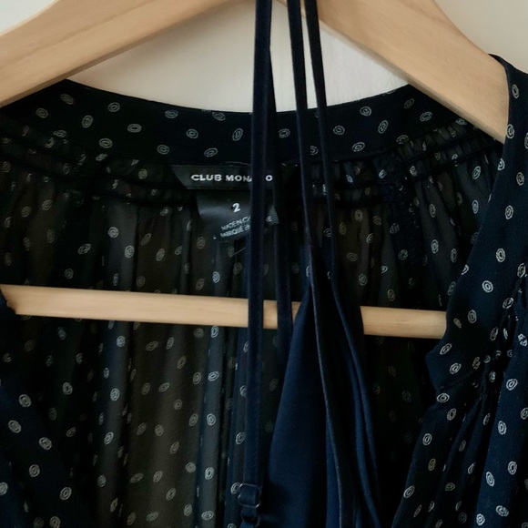 Club Monaco Navy and White Dot Dress, size 2 - Picture 3 of 6